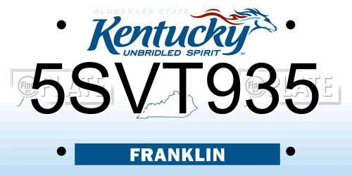 5SVT935 Kentucky License Plate