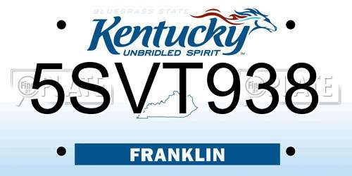 5SVT938 Kentucky License Plate
