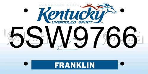 5SW9766 Kentucky License Plate