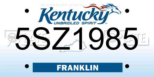5SZ1985 Kentucky License Plate