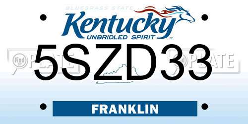 5SZD33 Kentucky License Plate