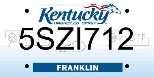 5SZI712 Kentucky License Plate