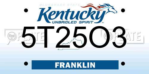 5T25O3 Kentucky License Plate