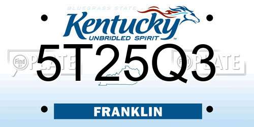 5T25Q3 Kentucky License Plate