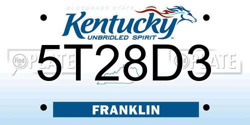 5T28D3 Kentucky License Plate