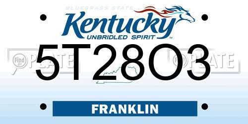 5T28O3 Kentucky License Plate
