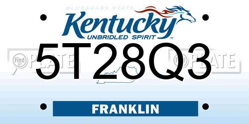5T28Q3 Kentucky License Plate