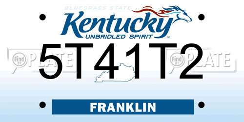 5T41T2 Kentucky License Plate