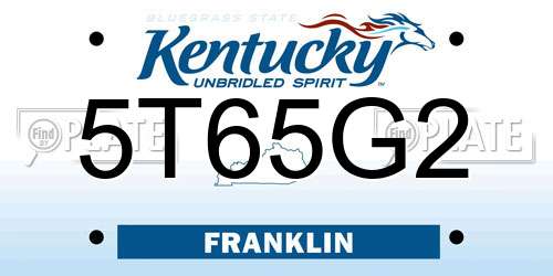 5T65G2 Kentucky License Plate