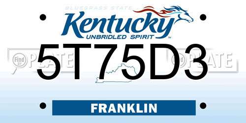 5T75D3 Kentucky License Plate