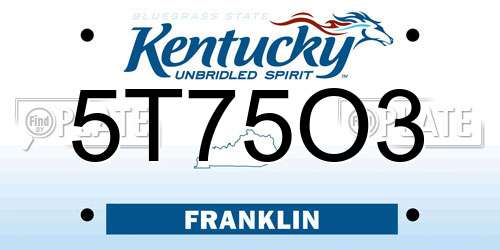 5T75O3 Kentucky License Plate