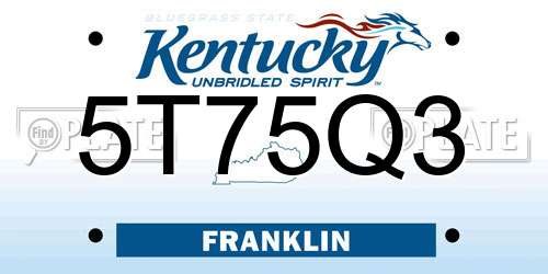 5T75Q3 Kentucky License Plate