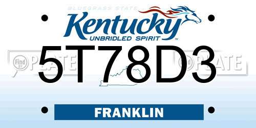 5T78D3 Kentucky License Plate