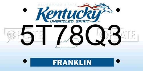 5T78Q3 Kentucky License Plate