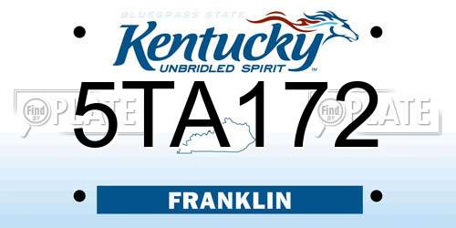 5TA172 Kentucky License Plate
