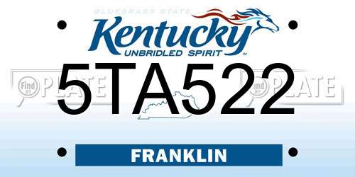 5TA522 Kentucky License Plate