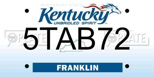 5TAB72 Kentucky License Plate