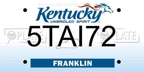 5TAI72 Kentucky License Plate