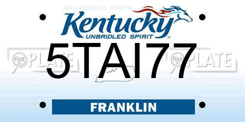 5TAI77 Kentucky License Plate