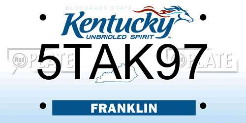 5TAK97 Kentucky License Plate