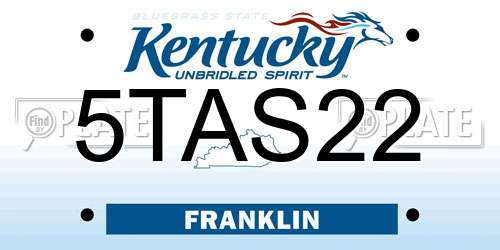 5TAS22 Kentucky License Plate