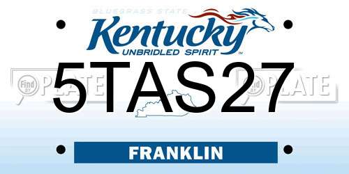 5TAS27 Kentucky License Plate
