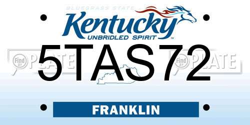 5TAS72 Kentucky License Plate