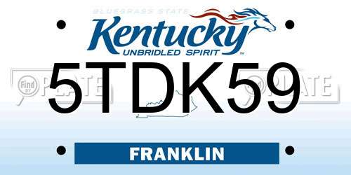 5TDK59 Kentucky License Plate