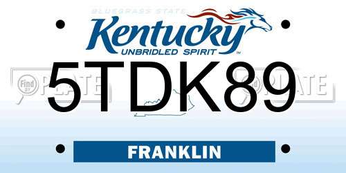5TDK89 Kentucky License Plate