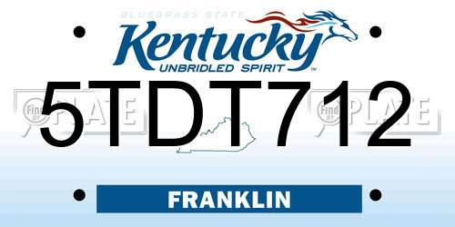 5TDT712 Kentucky License Plate