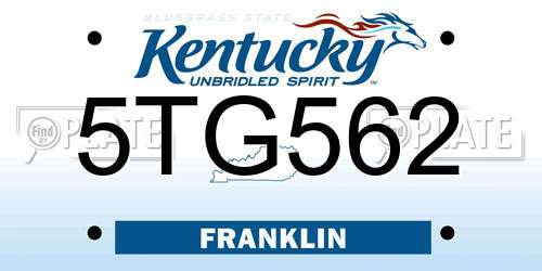 5TG562 Kentucky License Plate