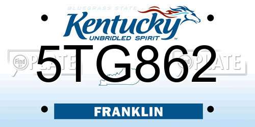 5TG862 Kentucky License Plate