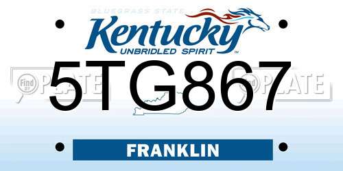 5TG867 Kentucky License Plate