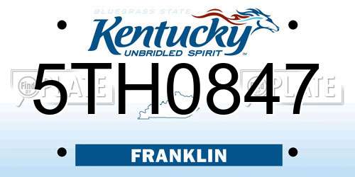 5TH0847 Kentucky License Plate