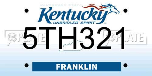 5TH321 Kentucky License Plate
