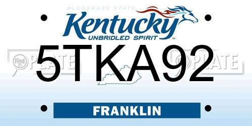 5TKA92 Kentucky License Plate