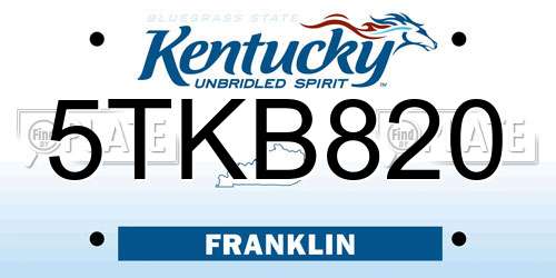 5TKB820 Kentucky License Plate