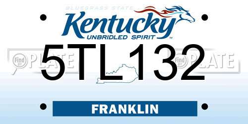 5TL132 Kentucky License Plate