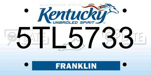 5TL5733 Kentucky License Plate