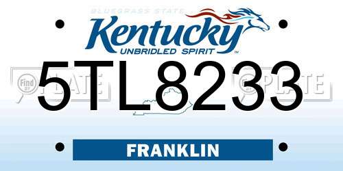 5TL8233 Kentucky License Plate