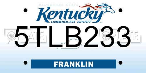 5TLB233 Kentucky License Plate