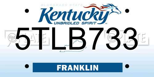 5TLB733 Kentucky License Plate