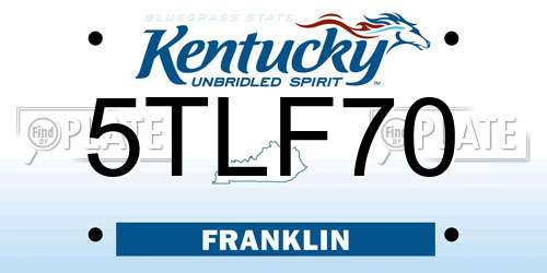 5TLF70 Kentucky License Plate