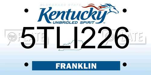 5TLI226 Kentucky License Plate