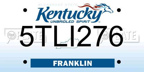5TLI276 Kentucky License Plate