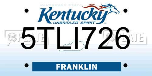 5TLI726 Kentucky License Plate