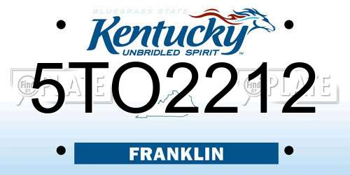 5TO2212 Kentucky License Plate