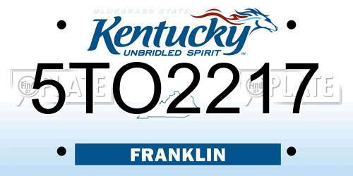 5TO2217 Kentucky License Plate