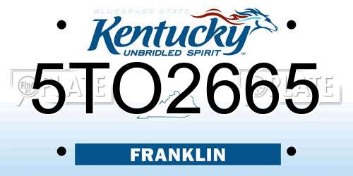 5TO2665 Kentucky License Plate