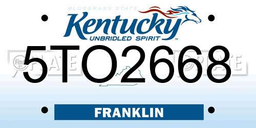 5TO2668 Kentucky License Plate
